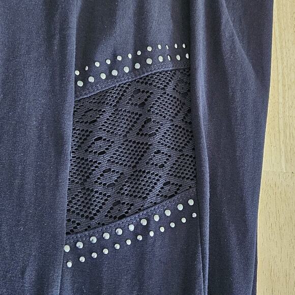 Roaman's Black Legging Lace Inserts Studs Cotton - size 14/16 - EUC (NWOT?) - Picture 9 of 10